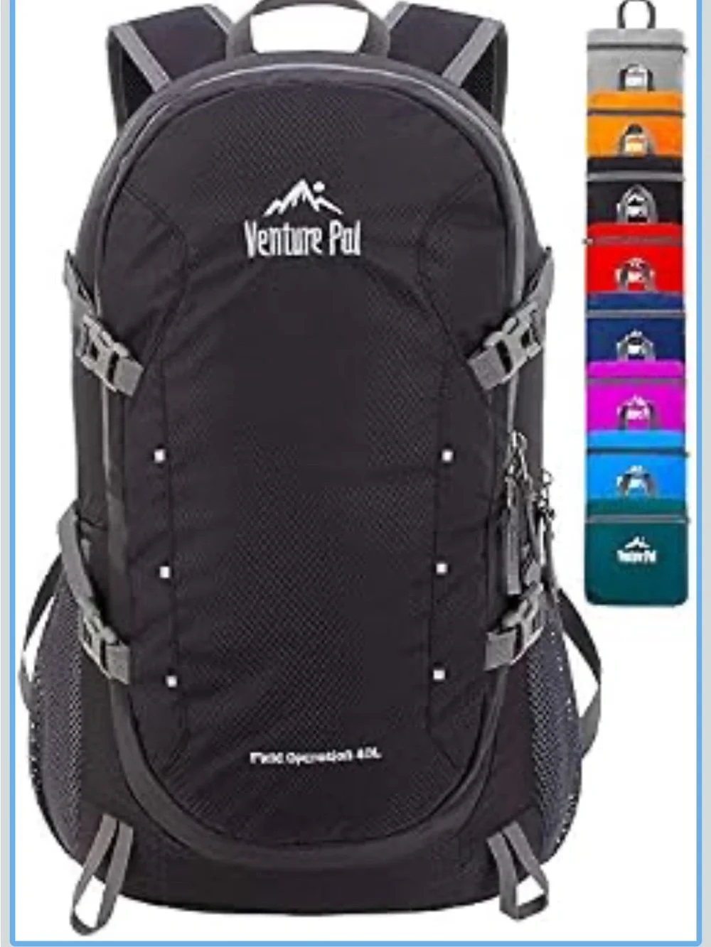 Venture Pal Black Lightweight Hiking Backpack